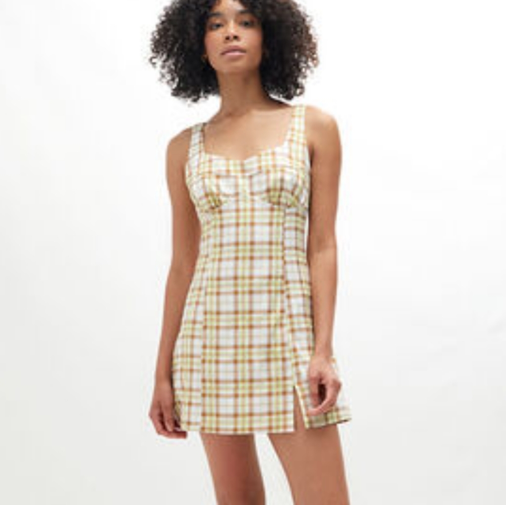 Pacsun LA Hearts plaid bustier mini dress, gives off Clueless 90's preppy school